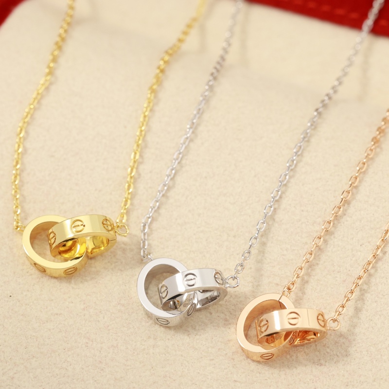 [原單對版] (配全套包裝) 卡地亞 Cartier雙環(huán) 無鑽項(xiàng)鍊 兩兩相扣、