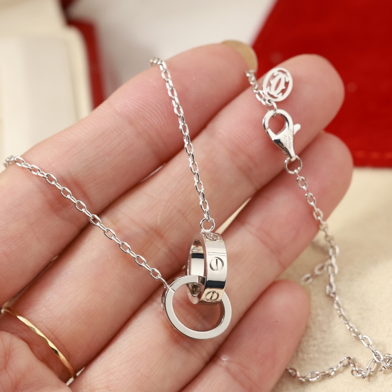 [原單對版] (配全套包裝) 卡地亞 Cartier雙環(huán) 無鑽項(xiàng)鍊 兩兩相扣、