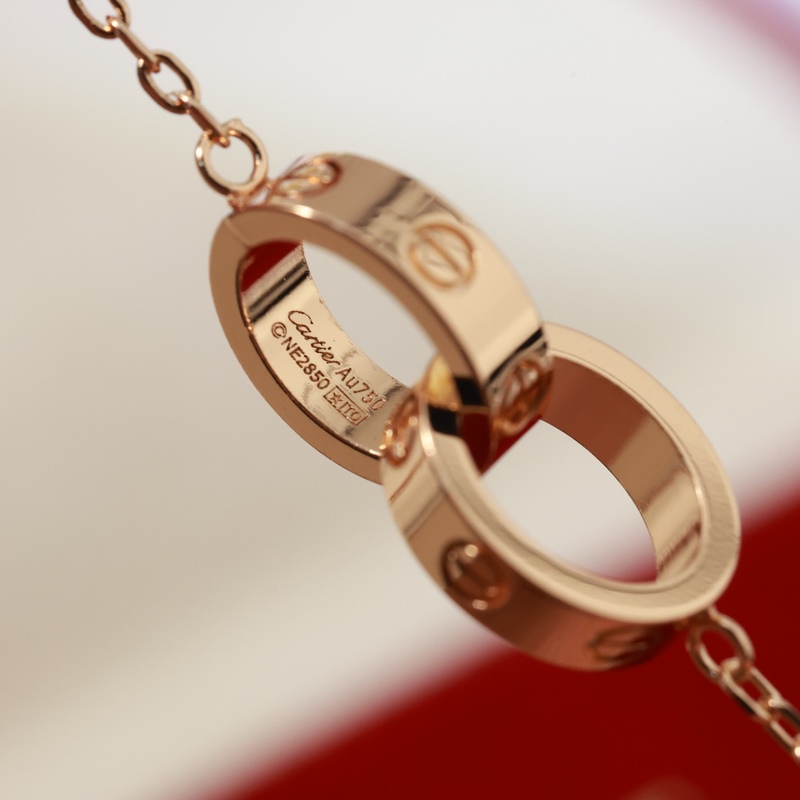 [原單對版] (配全套包裝) 卡地亞 Cartier雙環(huán) 無鑽項(xiàng)鍊 兩兩相扣、