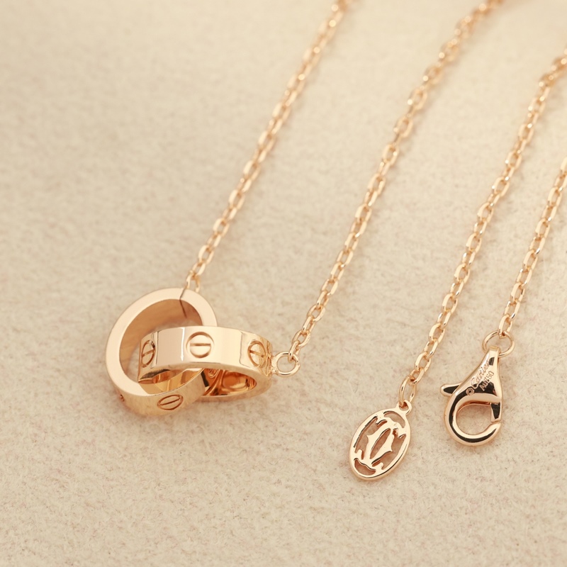 [原單對版] (配全套包裝) 卡地亞 Cartier雙環(huán) 無鑽項(xiàng)鍊 兩兩相扣、