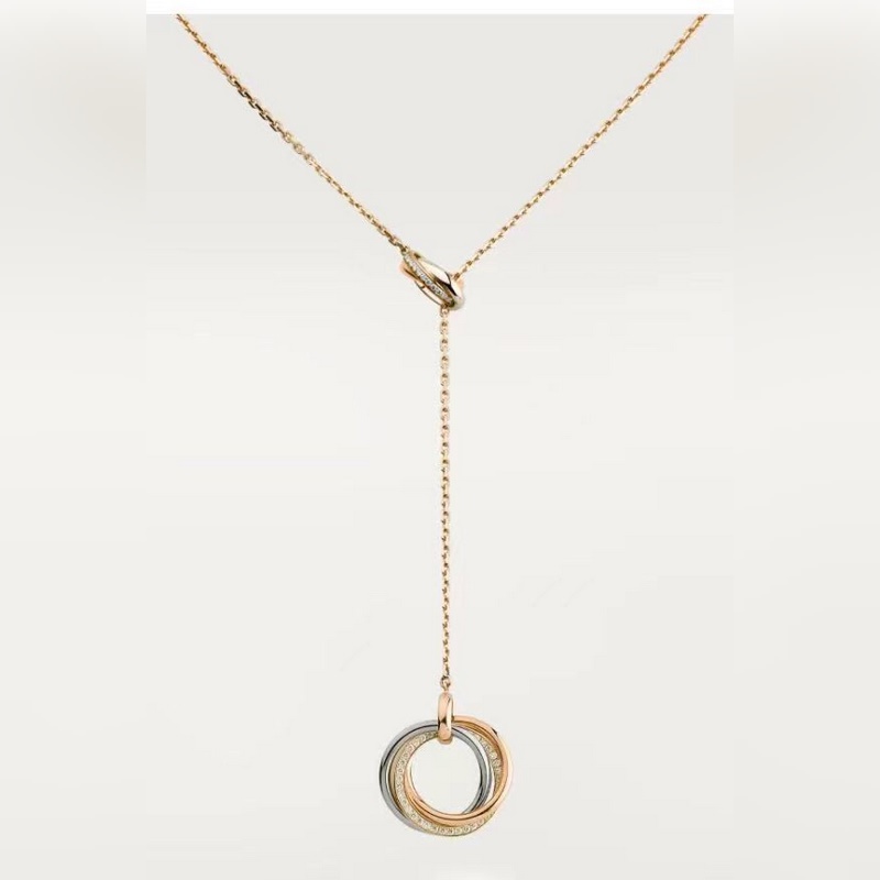 卡地亞 Cartier項鍊 新品流蘇三環三色鑲鑽項鍊