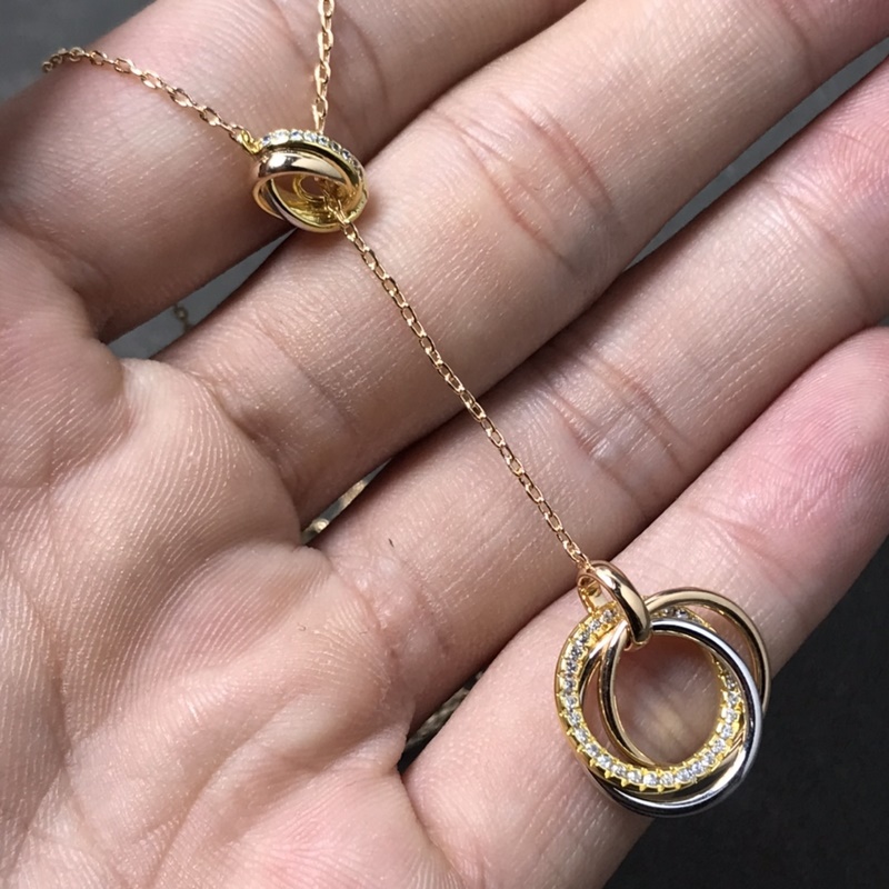 卡地亞 Cartier項鍊 新品流蘇三環三色鑲鑽項鍊