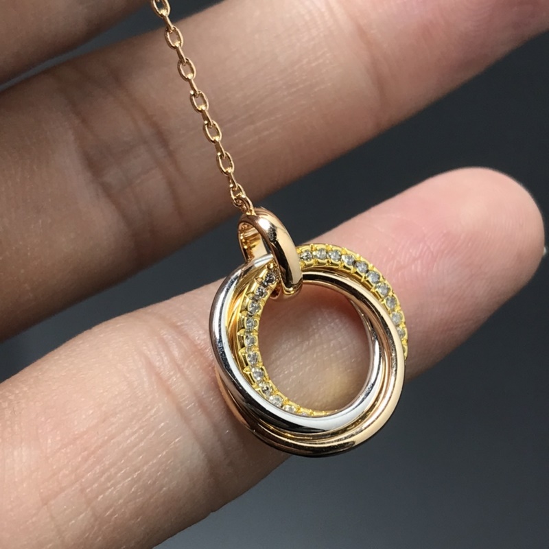 卡地亞 Cartier項鍊 新品流蘇三環三色鑲鑽項鍊