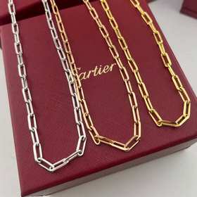 卡地亞 Cartier系列 玫瑰金白金金色光面斯巴達(dá)項(xiàng)鍊 實(shí)拍圖