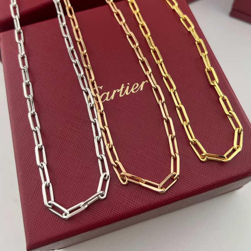 卡地亞 Cartier系列 玫瑰金白金金色光面斯巴達項鍊 實拍圖