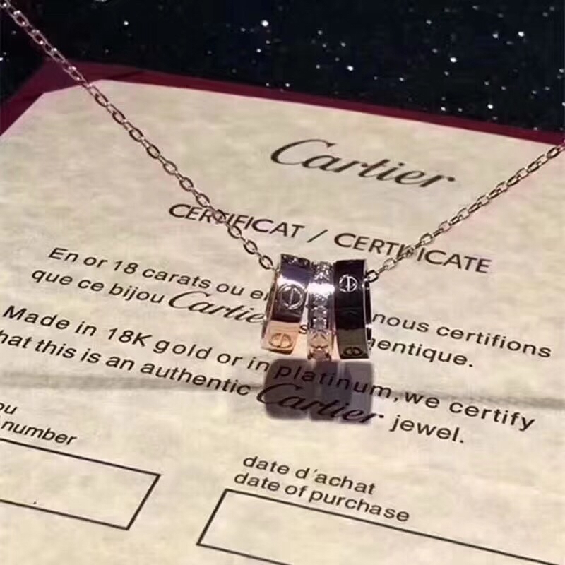 卡地亞 Cartier項鍊 三環新款項鍊 CNC精雕複刻高品質 顔色：玫瑰金 白