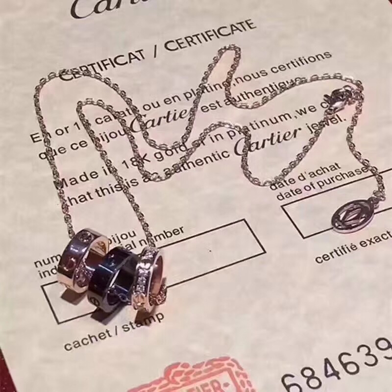 卡地亞 Cartier項鍊 三環新款項鍊 CNC精雕複刻高品質 顔色：玫瑰金 白