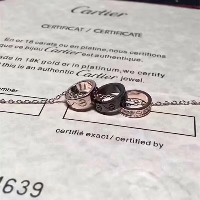卡地亞 Cartier項鍊 三環新款項鍊 CNC精雕複刻高品質 顔色：玫瑰金 白