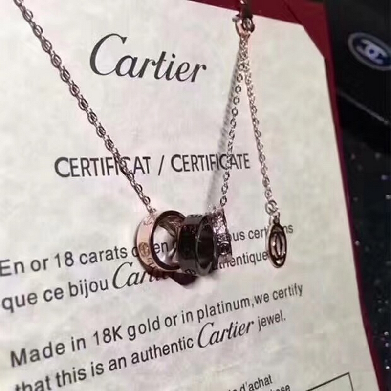 卡地亞 Cartier項鍊 三環新款項鍊 CNC精雕複刻高品質 顔色：玫瑰金 白