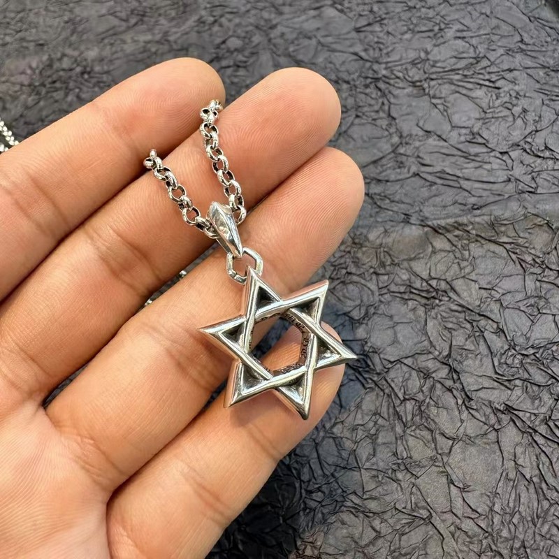 Chrome Hearts克羅心 經(jīng)典複古六芒星吊墜 經(jīng)典項鍊 凹凸造型不同的花