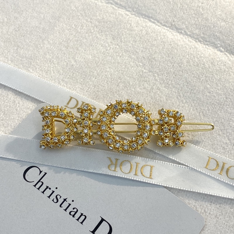 [原版開模]DIOR發夾熱銷款 熱上新 迪奧金色滿鑽字母發夾 經典滿鑽Dior字