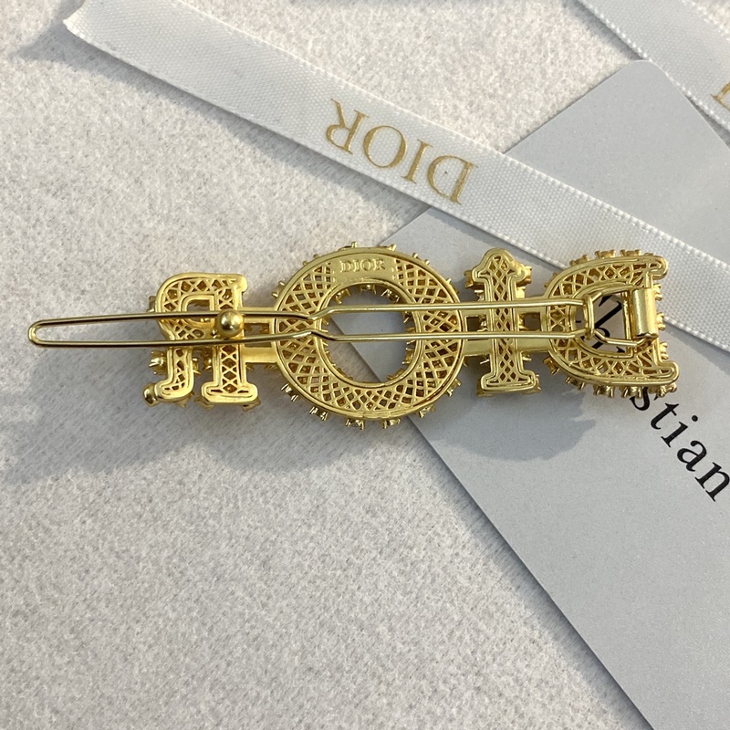 [原版開模]DIOR發夾熱銷款 熱上新 迪奧金色滿鑽字母發夾 經典滿鑽Dior字