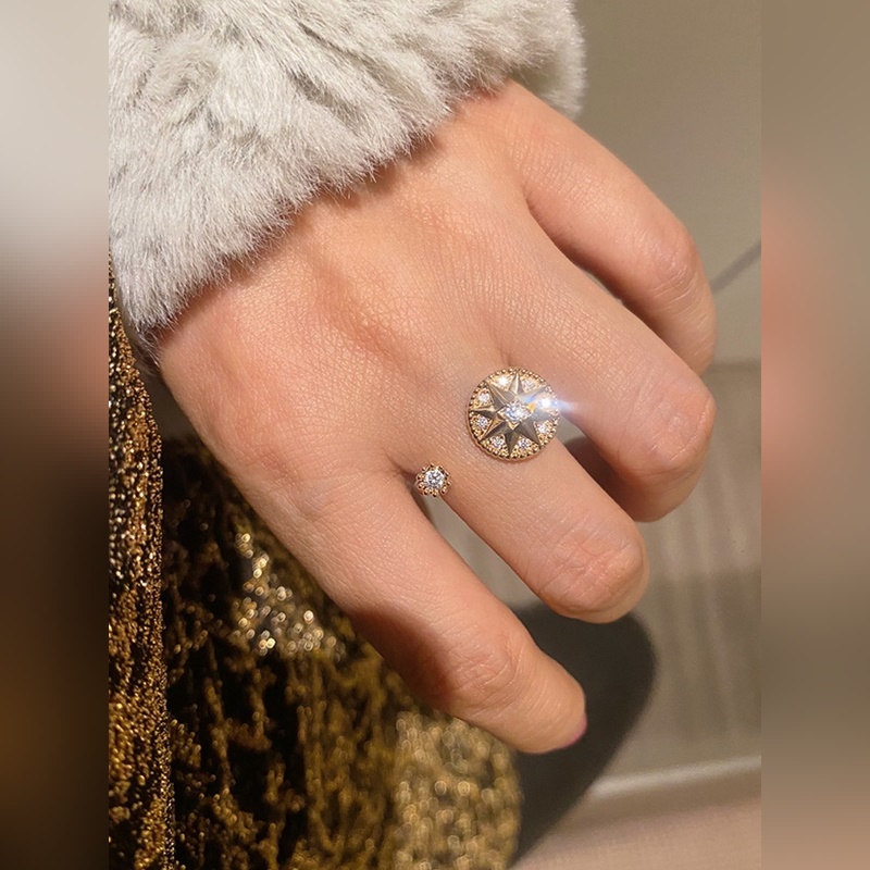 [原單對版(配全套包裝) 迪奧家新款開口滿鑽羅盤戒指 。