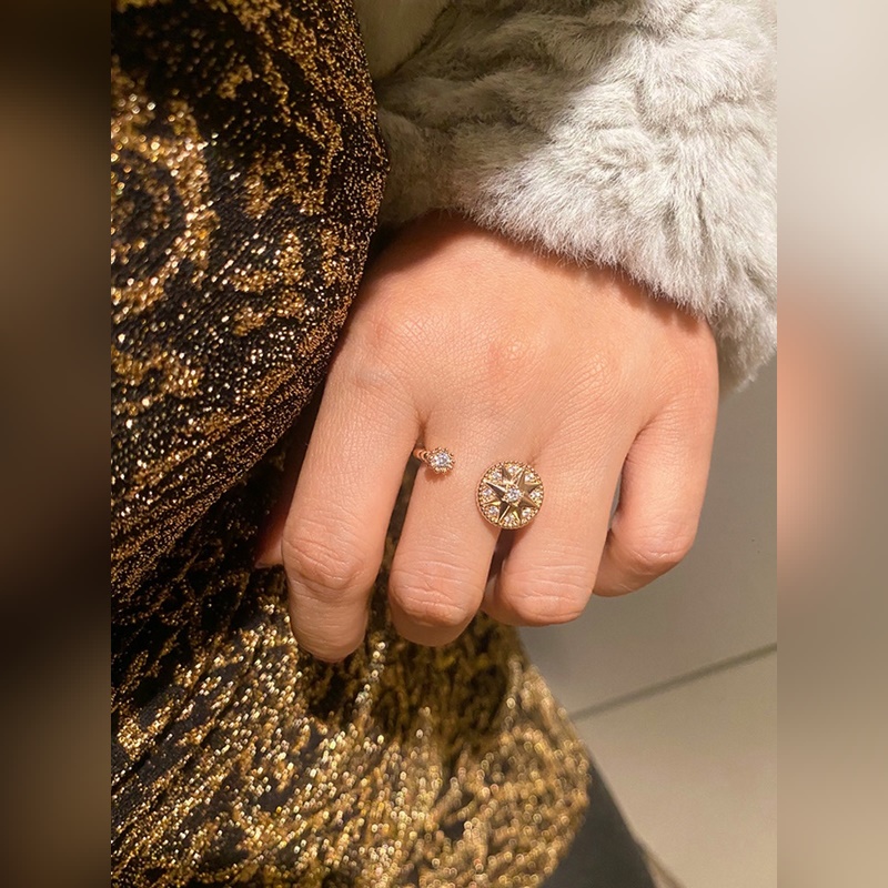 [原單對版(配全套包裝) 迪奧家新款開口滿鑽羅盤戒指 。