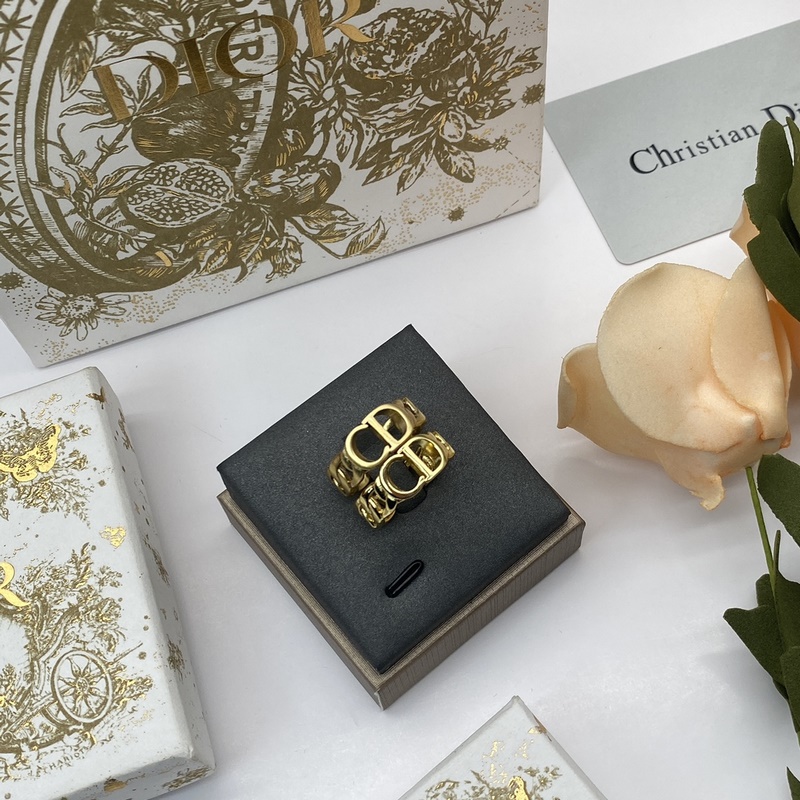 迪奧Dior經典款CD戒指 亮金色 古金色