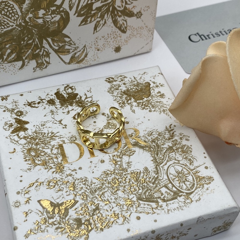 迪奧Dior經典款CD戒指 亮金色 古金色