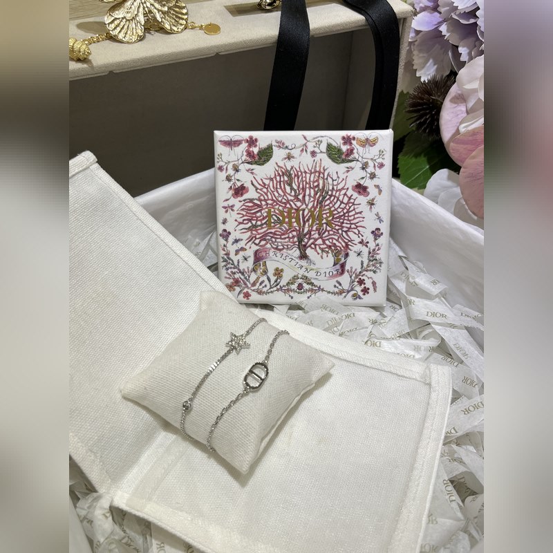 [原單對版] (配全套包裝) 迪奧家25年新款星星銀色雙層手鍊