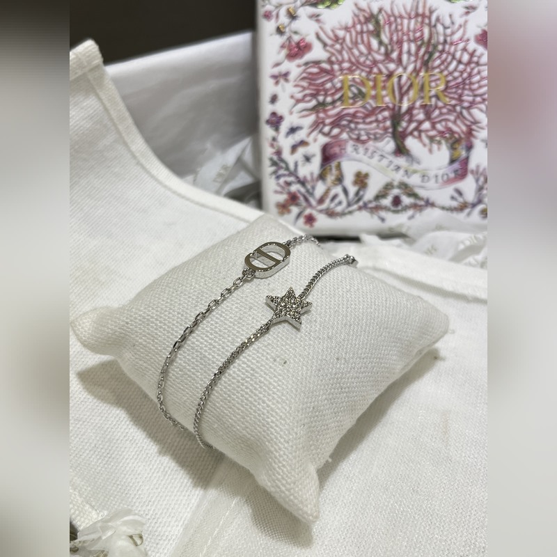 [原單對版] (配全套包裝) 迪奧家25年新款星星銀色雙層手鍊