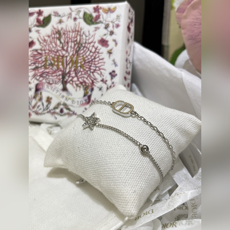 [原單對版] (配全套包裝) 迪奧家25年新款星星銀色雙層手鍊