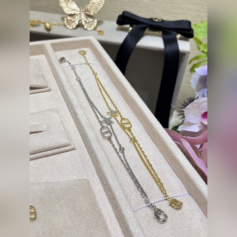 [原單對版] (配全套包裝) 迪奧家25年新款星星銀色雙層手鍊