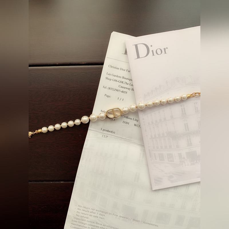 [原單對版] (配全套包裝) 迪奧字母珍珠手鍊