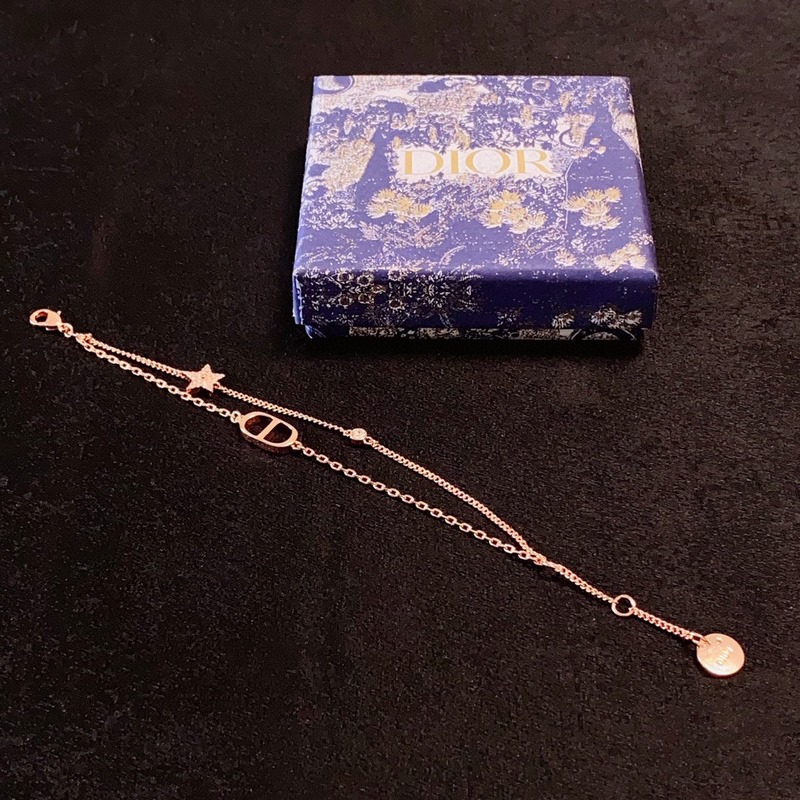 [原單對版] (配全套包裝) 新款迪奧Dior字母玫瑰金雙層手鍊 CD五角星