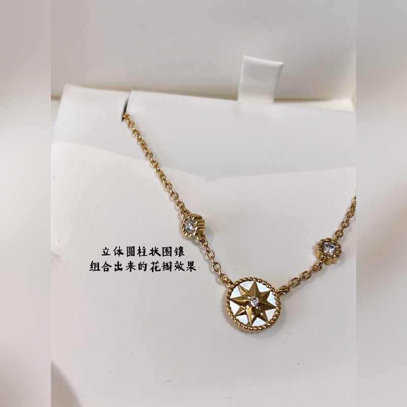 [原單對版] (配全套包裝) 迪奧家新款雙鑽單羅盤項鍊。