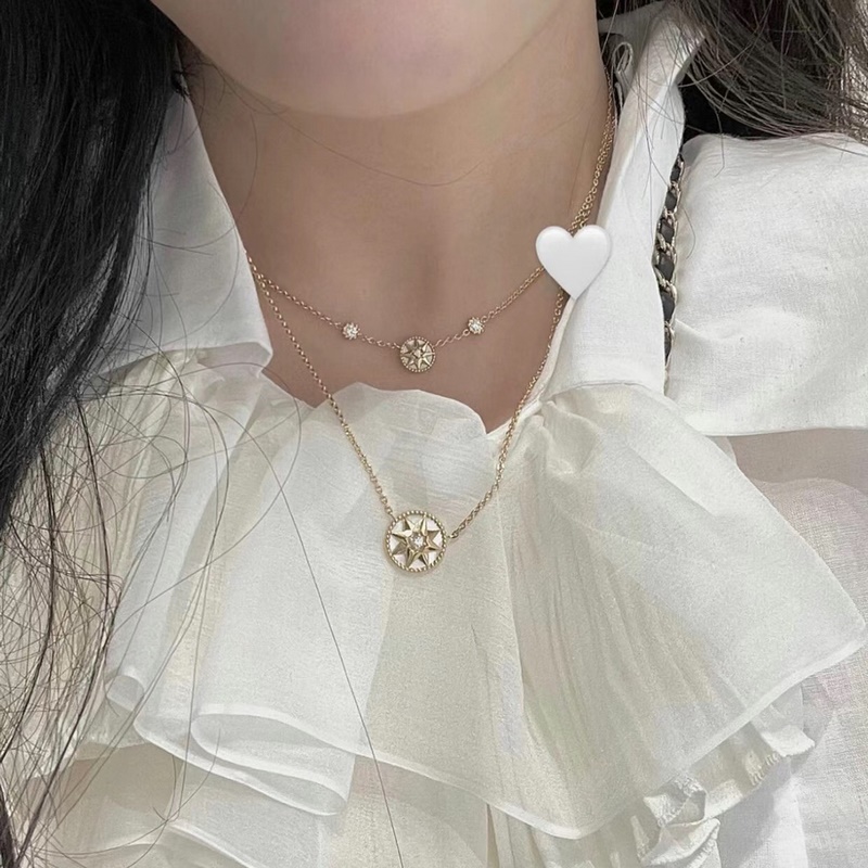 [原單對版] (配全套包裝) 迪奧家新款雙鑽單羅盤項鍊。