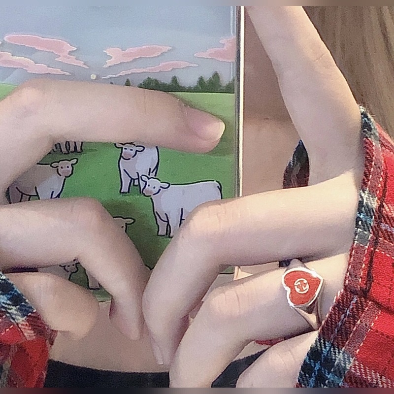 [原單對版的] (配全套包裝) 古馳Gucci小號紅藍愛心琺瑯戒指