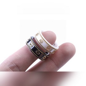 [原單對版] (配全套包裝) GUCCI戒指 情侶戒指 最高版本金花紋黑白陶瓷