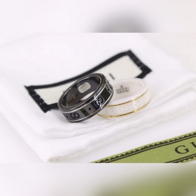 [原單對版] (配全套包裝) Gucci icon系列金邊黑白陶瓷情侶戒指 2