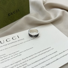 [原單對版] (配全套包裝) Gucci古馳925純銀雙G條紋圖案戒指 寬度