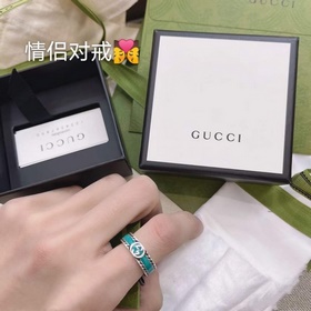 [原單對版] (配全套包裝) 情侶款 古馳 Gucci 複古風 雙G綠色琺瑯情