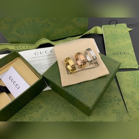 [原單對版] (配全套包裝) 新款 gucci古馳 雙G簡約戒指 白金色 玫瑰