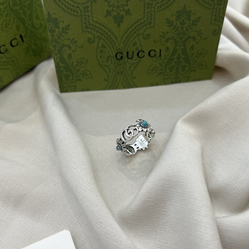 [原單對版] (配全套包裝) Gucci古馳925純銀雙G雛菊花朵戒指