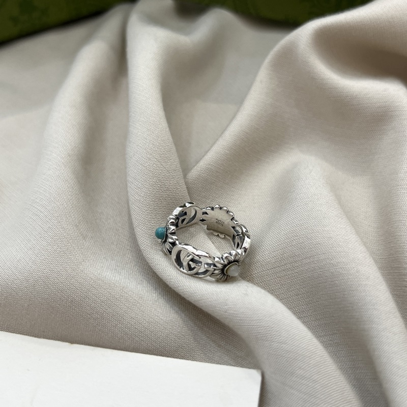 [原單對版] (配全套包裝) Gucci古馳925純銀雙G雛菊花朵戒指