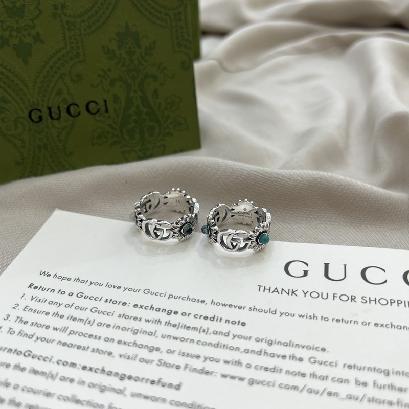 [原單對版] (配全套包裝) Gucci古馳925純銀雙G雛菊花朵戒指