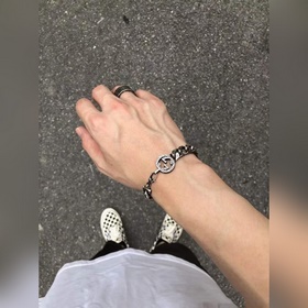 [原單對版] (配全套包裝) Gucci 阿拉伯刻花 雙G龍蝦扣情侶手鍊 G