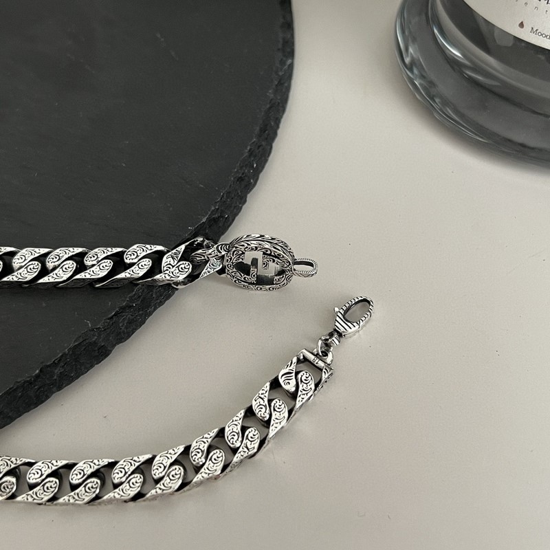 [原單對版] (配全套包裝) Gucci古馳互扣式雙G銀鍊式手鍊