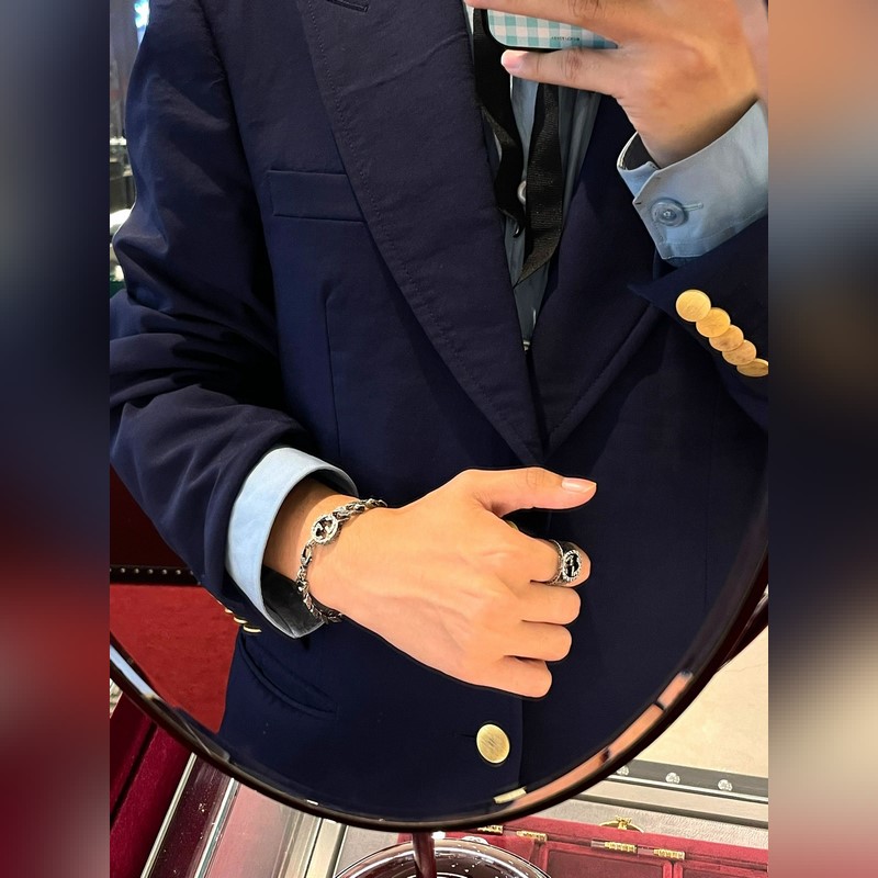 [原單對版] (配全套包裝) Gucci古馳互扣式雙G銀鍊式手鍊