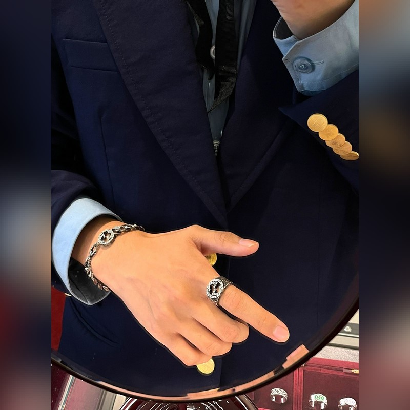 [原單對版] (配全套包裝) Gucci古馳互扣式雙G銀鍊式手鍊