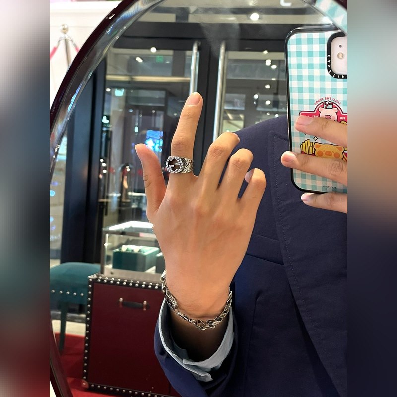 [原單對版] (配全套包裝) Gucci古馳互扣式雙G銀鍊式手鍊