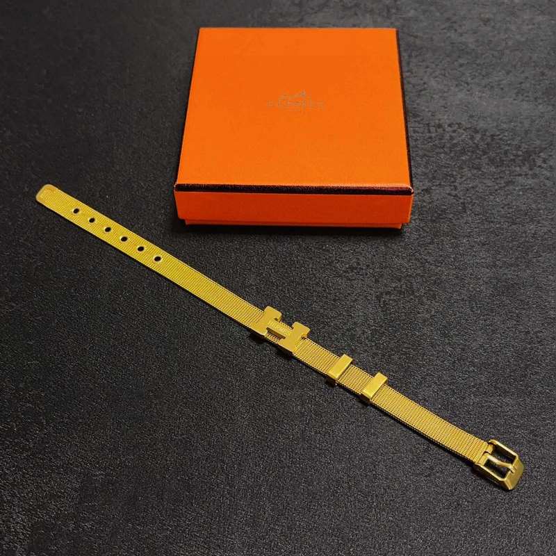 [原單對版] (配全套包裝) 新款 愛馬仕Hermes黃金色表帶手鐲手鍊 超