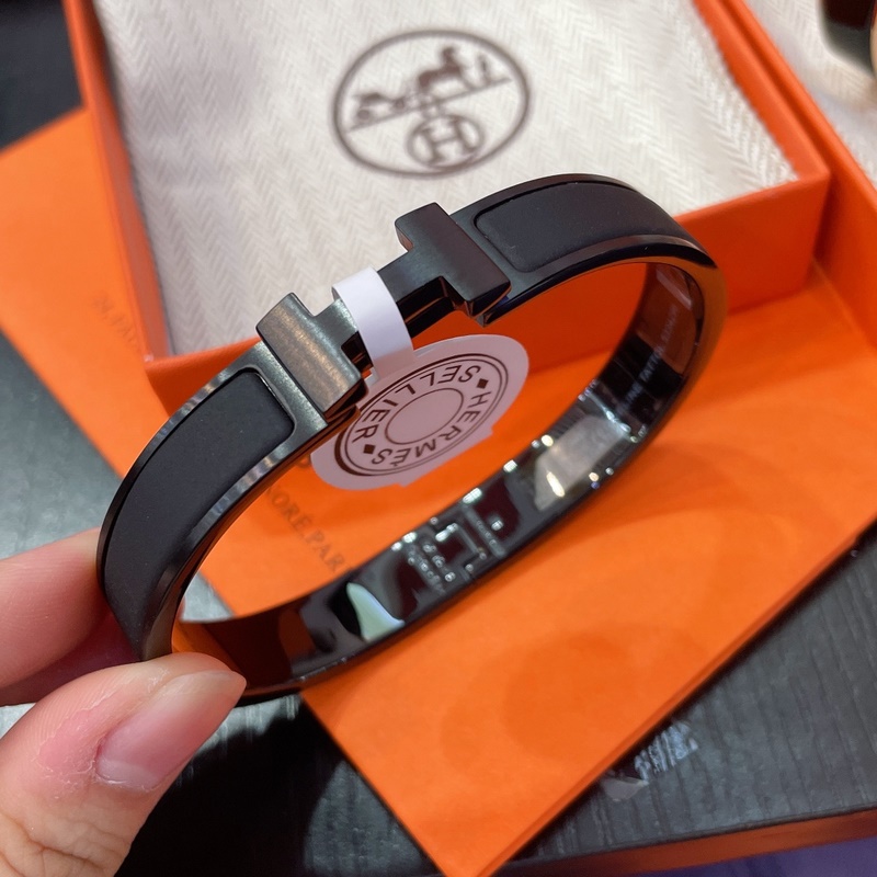 [原單對版] (配全套包裝) 愛馬仕H黑武士手鐲，玫瑰金黑H手鐲