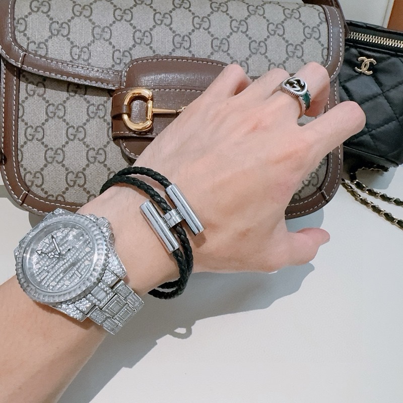 [原單對版] (配全套包裝) 新款Hermes愛馬仕手鍊編織手繩加厚版 黃金版