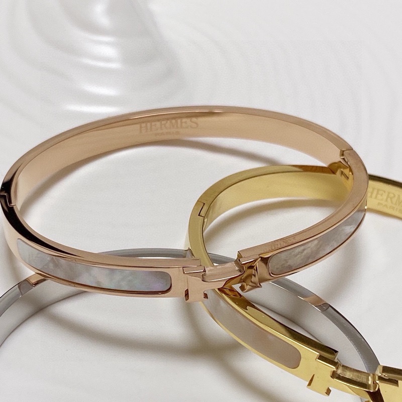[原單對版] (配全套包裝) 新品高品質 愛馬仕Hermes手鐲H白貝母厚實精