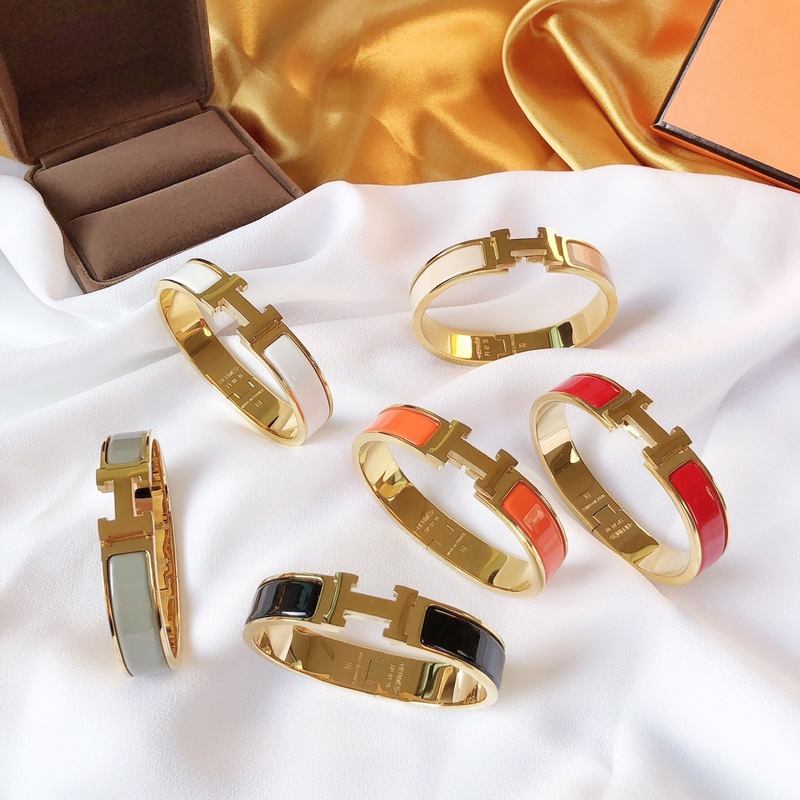 [原單對版] (配全套包裝) 代購版本 Hermes，愛馬仕H扣窄版琺瑯黃金色