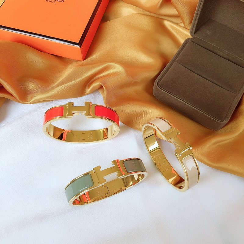 [原單對版] (配全套包裝) 代購版本 Hermes，愛馬仕H扣窄版琺瑯黃金色