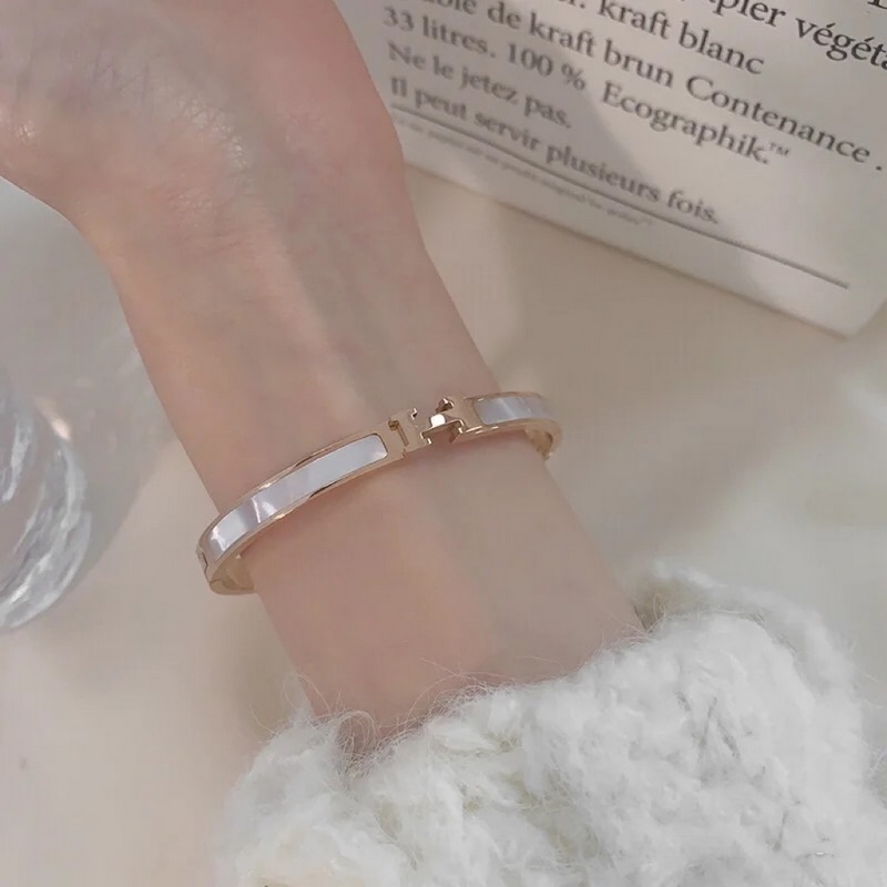 [原單對版] (配全套包裝) 愛馬仕新款H白貝母手鐲 尺碼均碼17