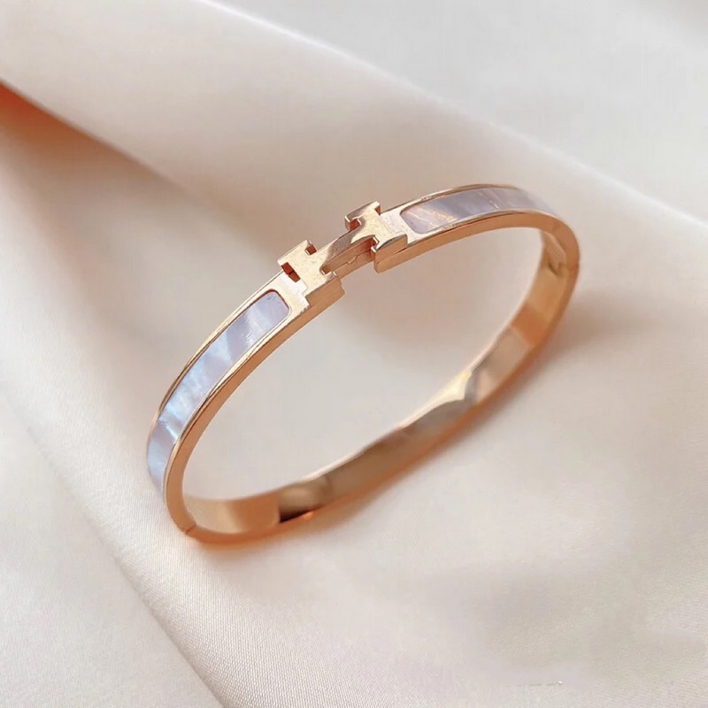 [原單對版] (配全套包裝) 愛馬仕新款H白貝母手鐲 尺碼均碼17